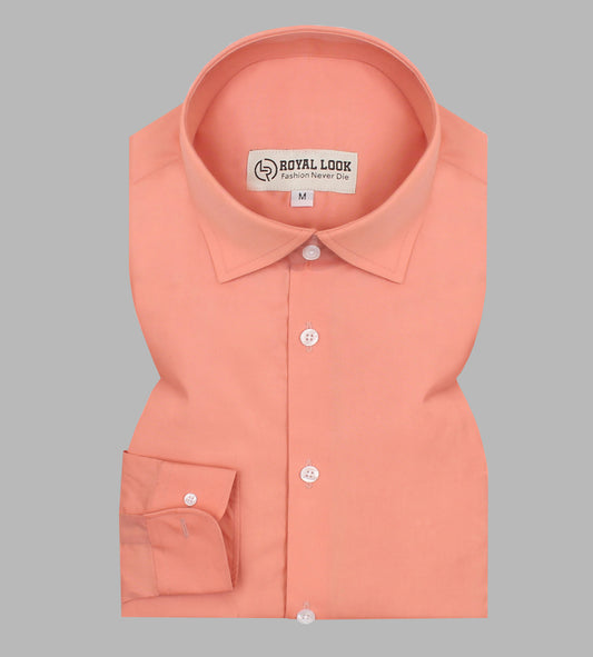 Peach Plain Mens Formal Shirt