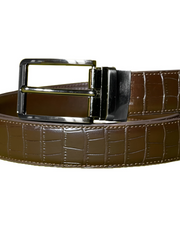 brown textured  Leather belt