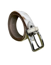 White Leather Fur belt