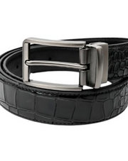 snake textured leather belt