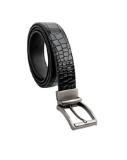 snake textured leather belt