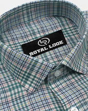 Green Textured Check Shirt