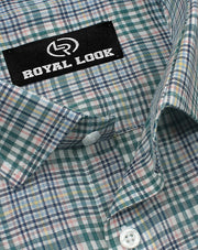 Green Textured Check Shirt