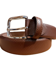 dark brown doted shiny  leather belt