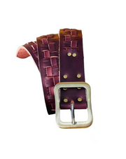 dark brown cut style leather belt