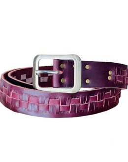 dark brown cut style leather belt