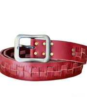 maroon  cut style leather belt