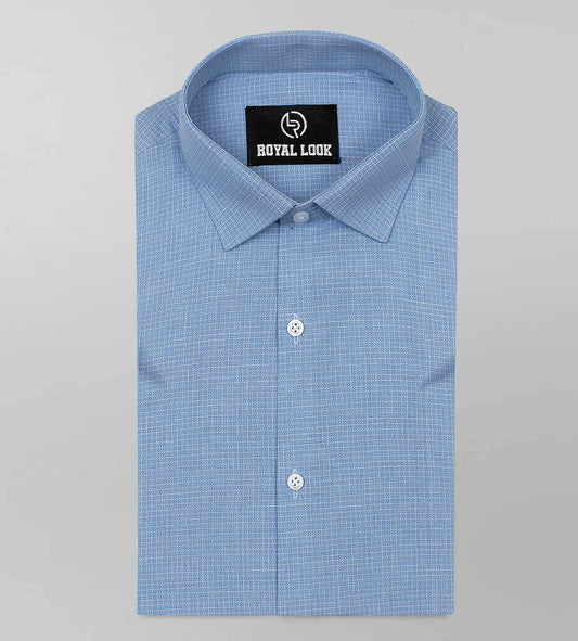 Blue Textured Formal Shirt